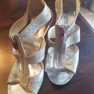 Michael Kors zippered silver heels